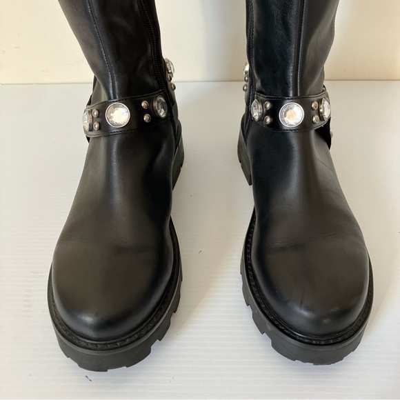 Karl Lagerfeld Paris Milla Rhinestone Embellished Tall Leather Riding Boots 9.5 - Picture 5 of 11